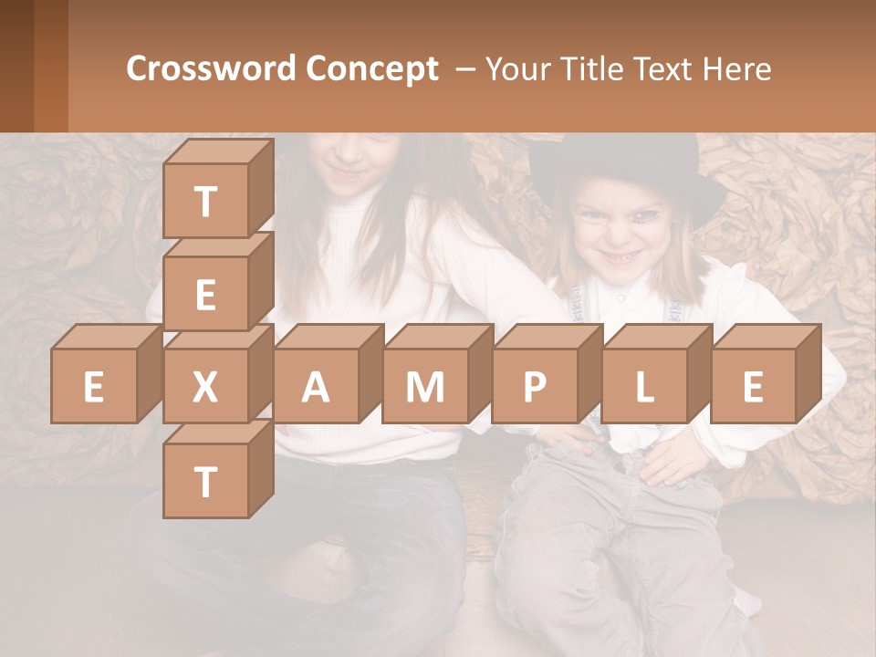 Two Young Girls Sitting On A Couch With Hats On Their Heads PowerPoint Template