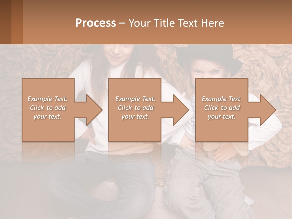 Two Young Girls Sitting On A Couch With Hats On Their Heads PowerPoint Template