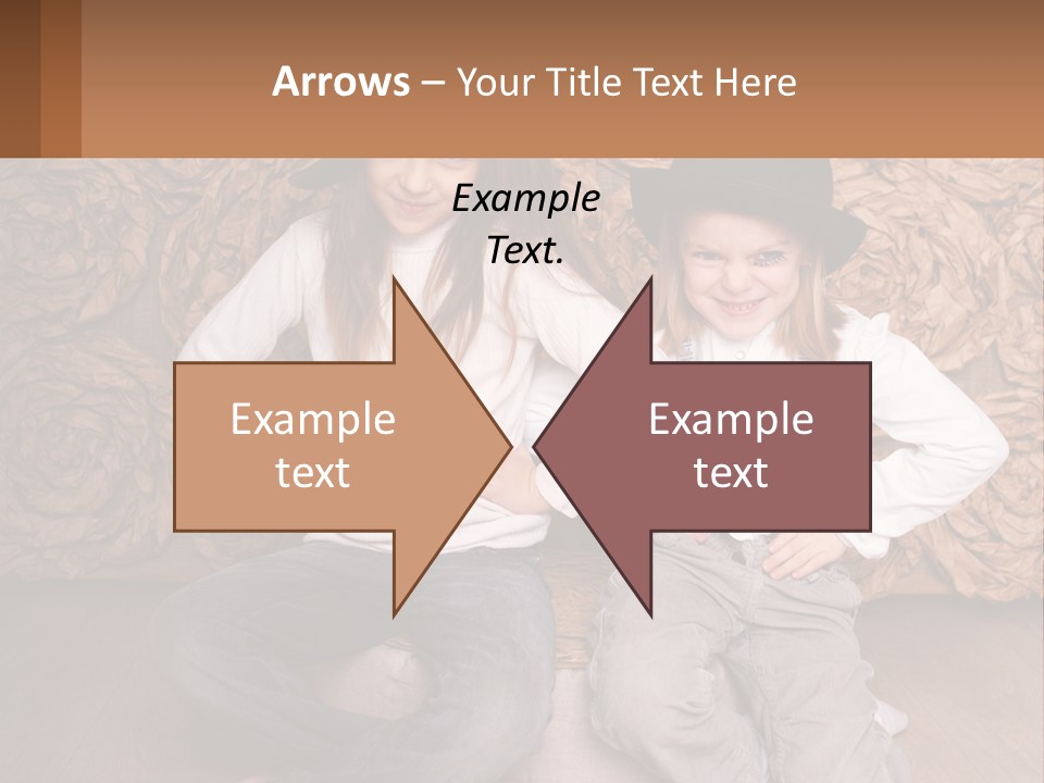 Two Young Girls Sitting On A Couch With Hats On Their Heads PowerPoint Template