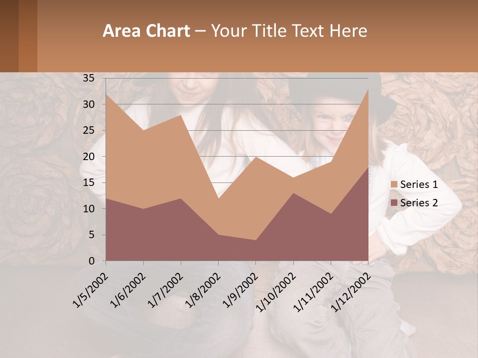 Two Young Girls Sitting On A Couch With Hats On Their Heads PowerPoint Template