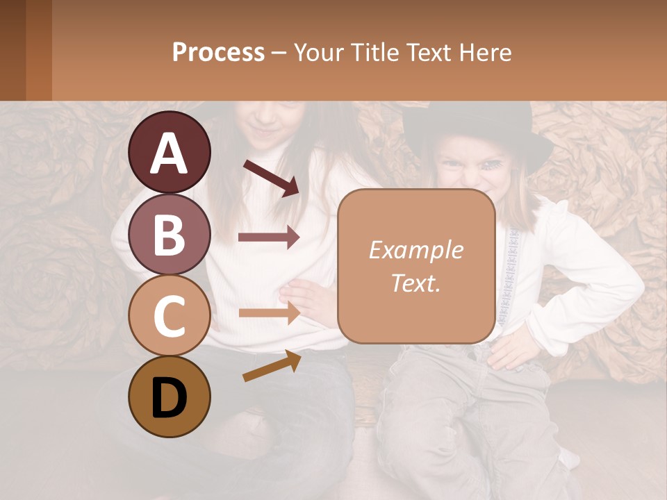 Two Young Girls Sitting On A Couch With Hats On Their Heads PowerPoint Template