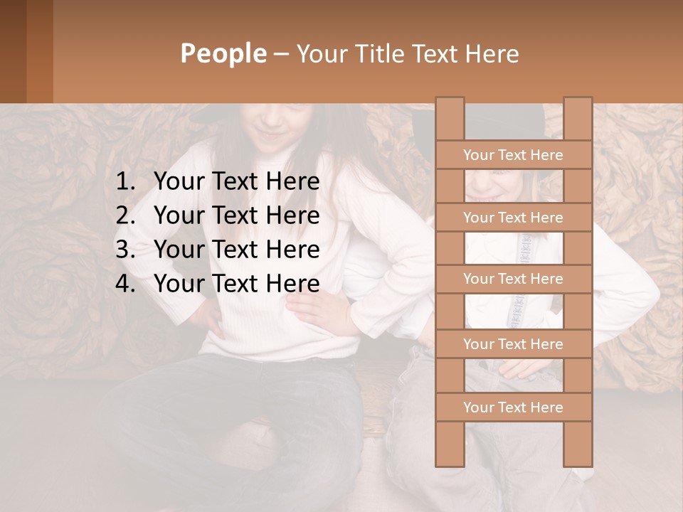 Two Young Girls Sitting On A Couch With Hats On Their Heads PowerPoint Template