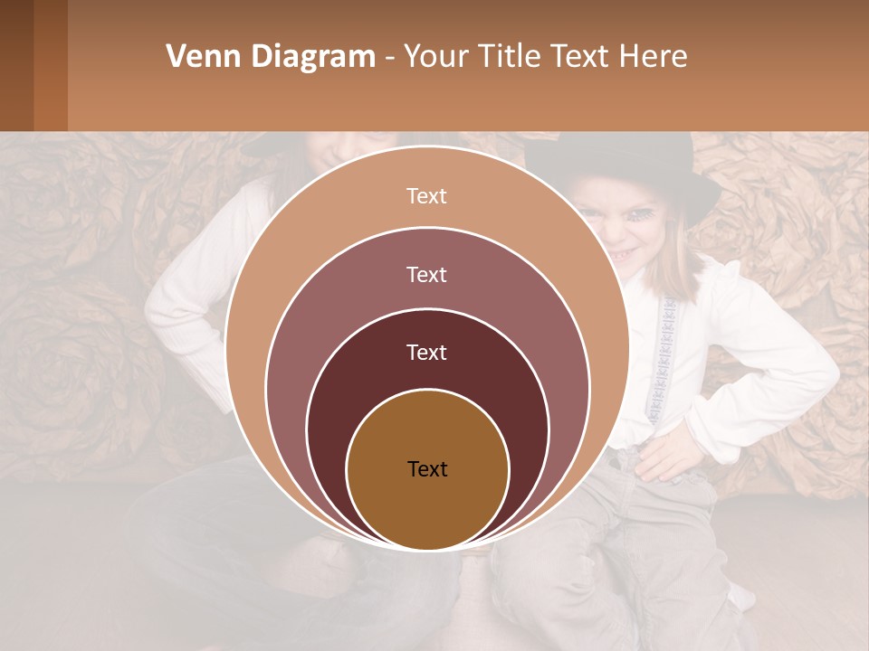 Two Young Girls Sitting On A Couch With Hats On Their Heads PowerPoint Template