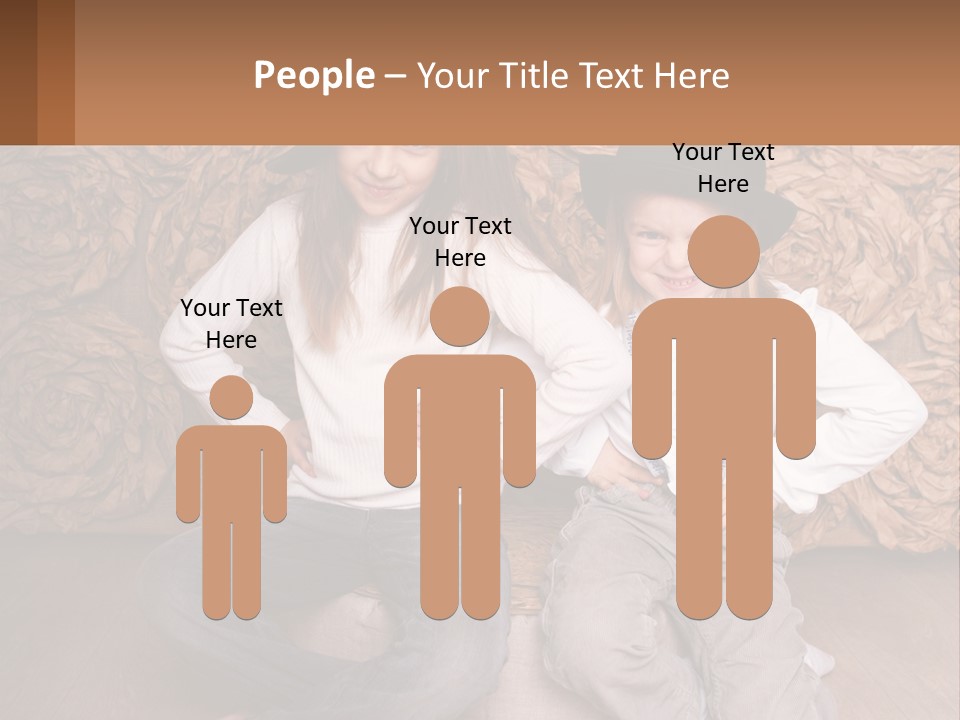 Two Young Girls Sitting On A Couch With Hats On Their Heads PowerPoint Template