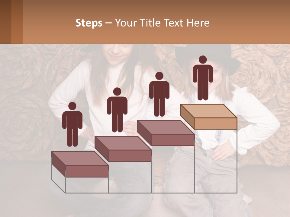 Two Young Girls Sitting On A Couch With Hats On Their Heads PowerPoint Template