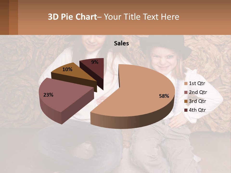 Two Young Girls Sitting On A Couch With Hats On Their Heads PowerPoint Template