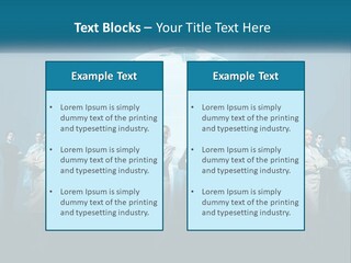 A Group Of Business People Standing In Front Of A Globe PowerPoint Template