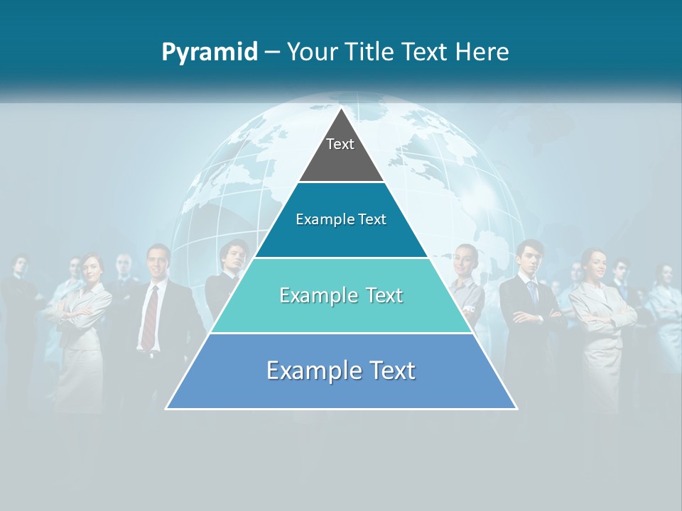A Group Of Business People Standing In Front Of A Globe PowerPoint Template