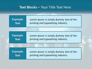 A Group Of Business People Standing In Front Of A Globe PowerPoint Template