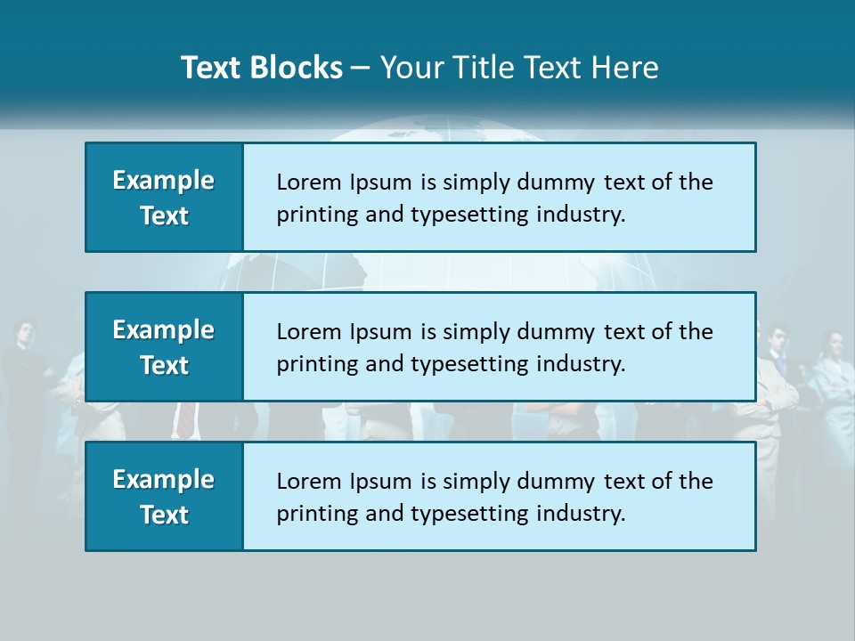 A Group Of Business People Standing In Front Of A Globe PowerPoint Template