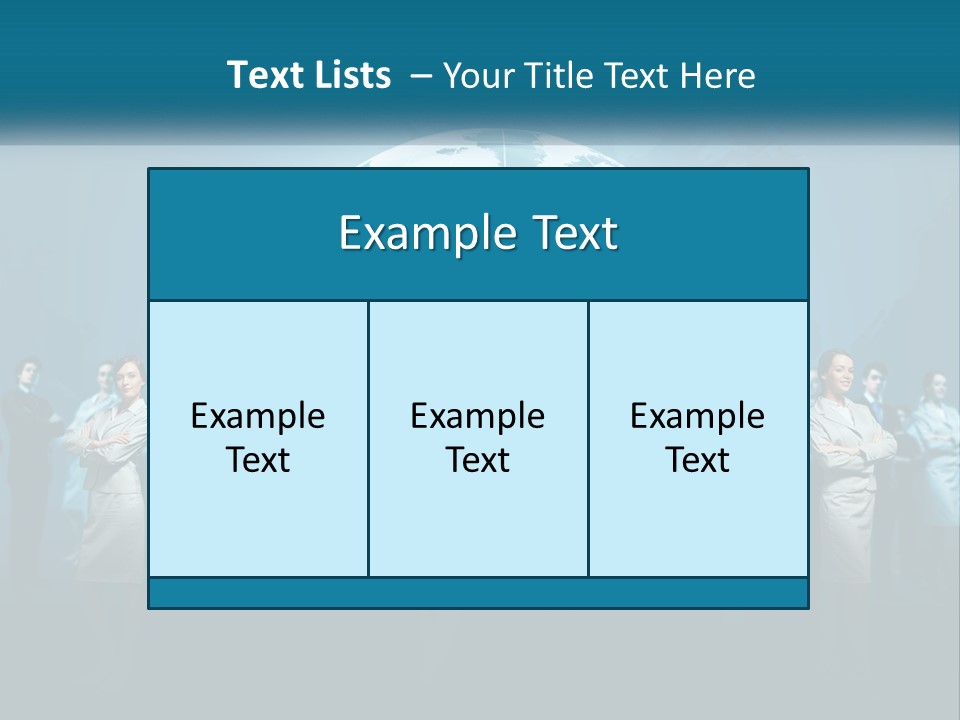 A Group Of Business People Standing In Front Of A Globe PowerPoint Template