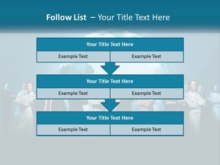 A Group Of Business People Standing In Front Of A Globe PowerPoint Template