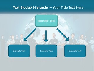 A Group Of Business People Standing In Front Of A Globe PowerPoint Template