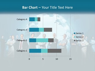A Group Of Business People Standing In Front Of A Globe PowerPoint Template