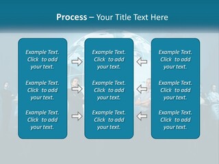 A Group Of Business People Standing In Front Of A Globe PowerPoint Template