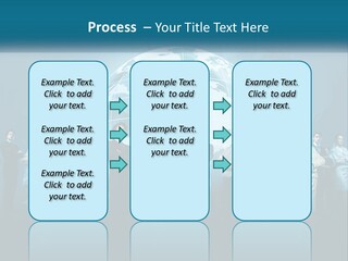 A Group Of Business People Standing In Front Of A Globe PowerPoint Template