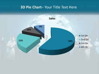A Group Of Business People Standing In Front Of A Globe PowerPoint Template