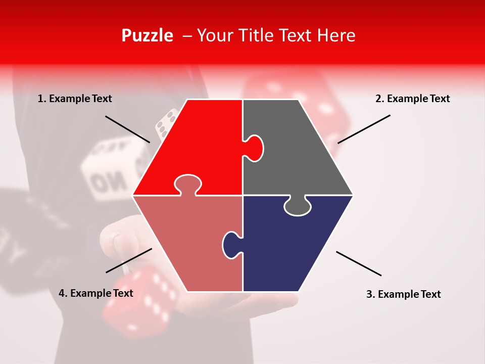 A Man In A Suit Is Holding A Dice PowerPoint Template