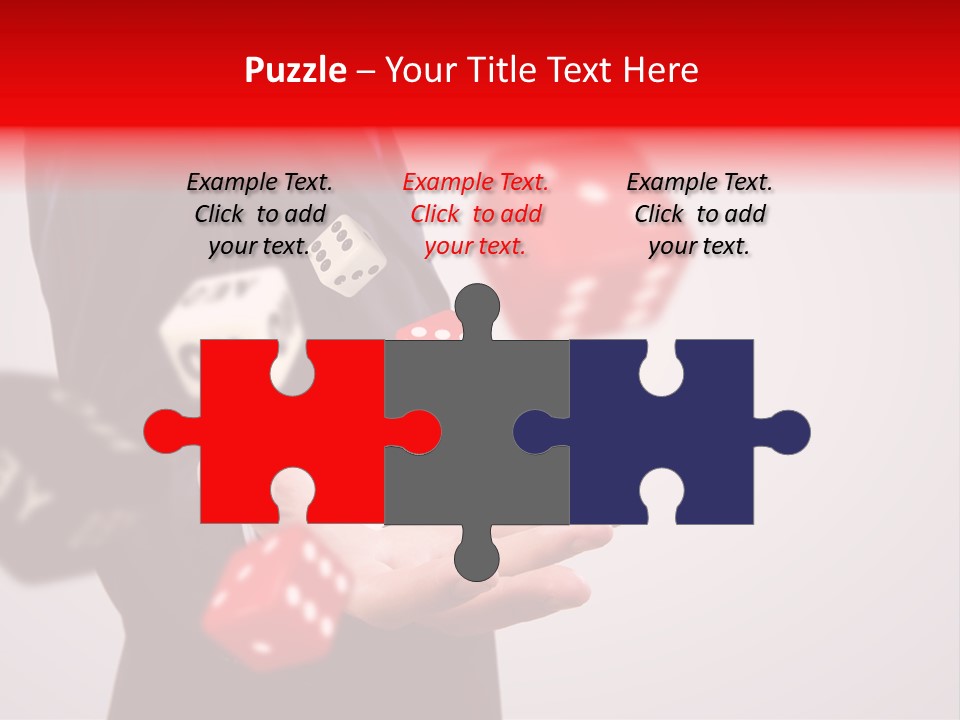 A Man In A Suit Is Holding A Dice PowerPoint Template