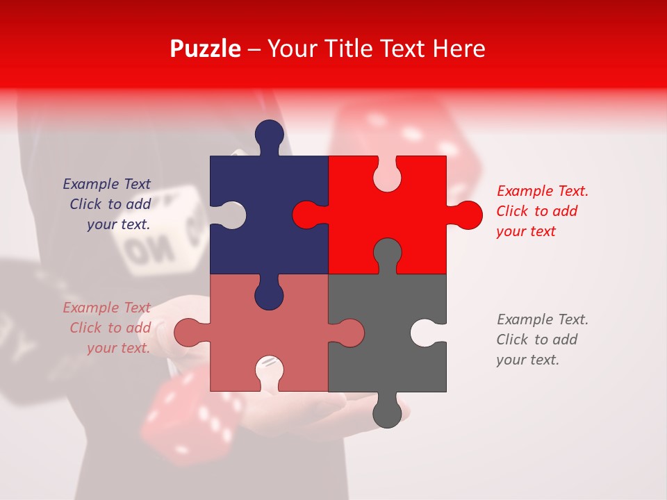 A Man In A Suit Is Holding A Dice PowerPoint Template