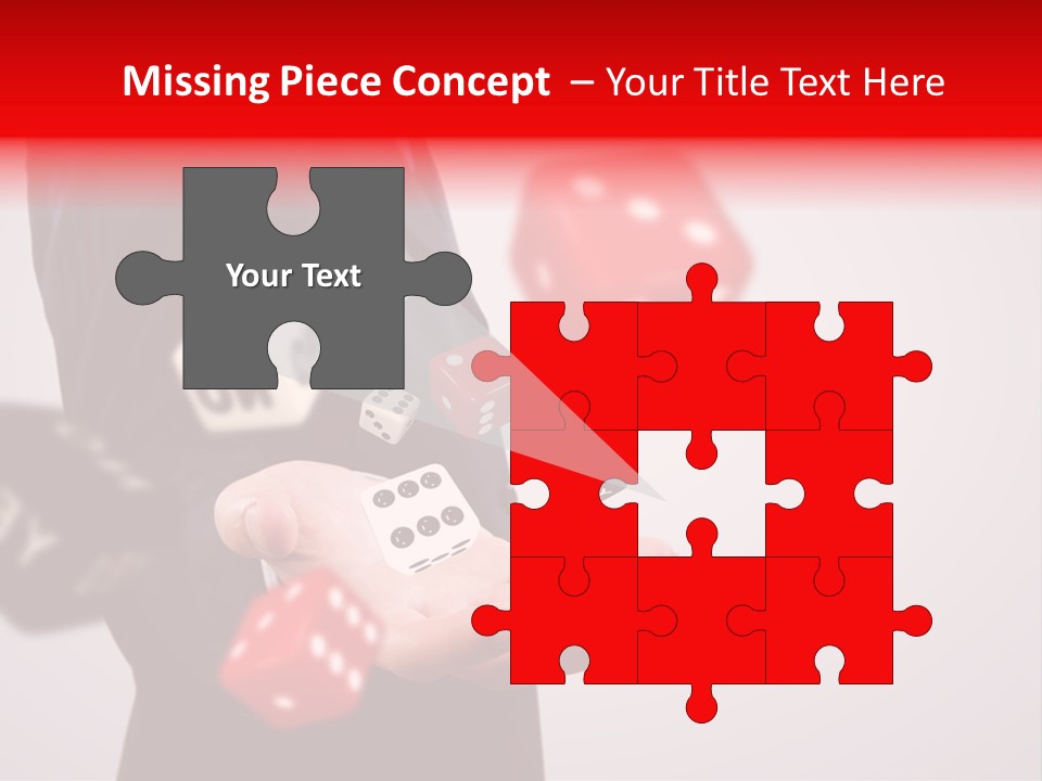 A Man In A Suit Is Holding A Dice PowerPoint Template