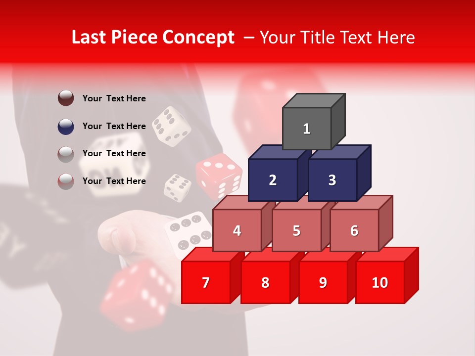 A Man In A Suit Is Holding A Dice PowerPoint Template