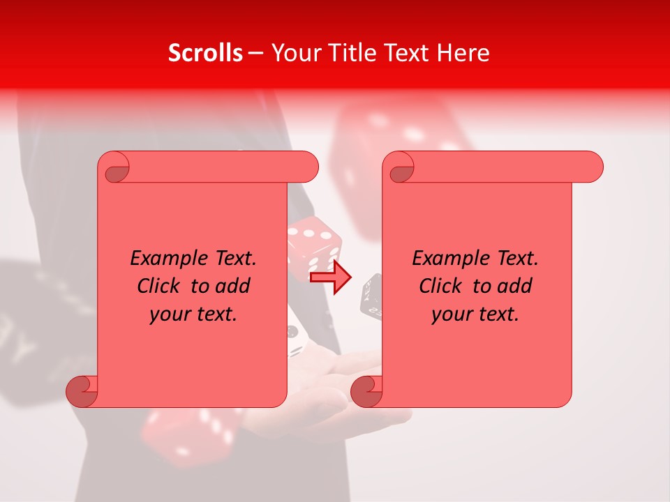A Man In A Suit Is Holding A Dice PowerPoint Template