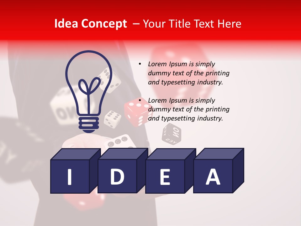 A Man In A Suit Is Holding A Dice PowerPoint Template