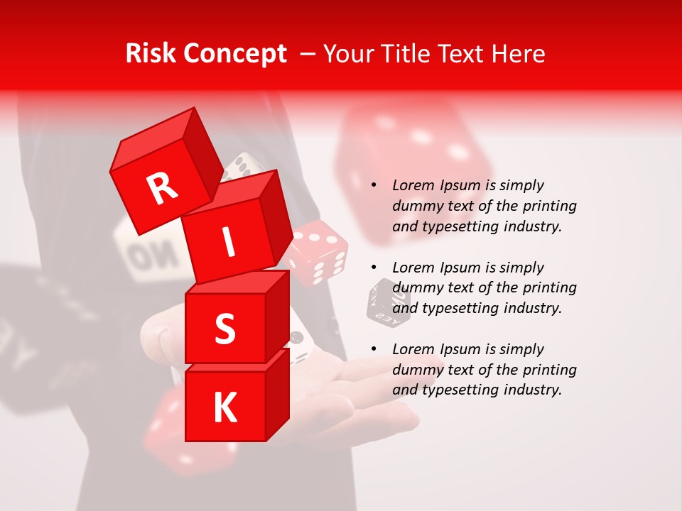 A Man In A Suit Is Holding A Dice PowerPoint Template