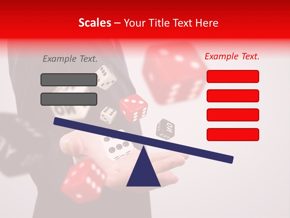 A Man In A Suit Is Holding A Dice PowerPoint Template