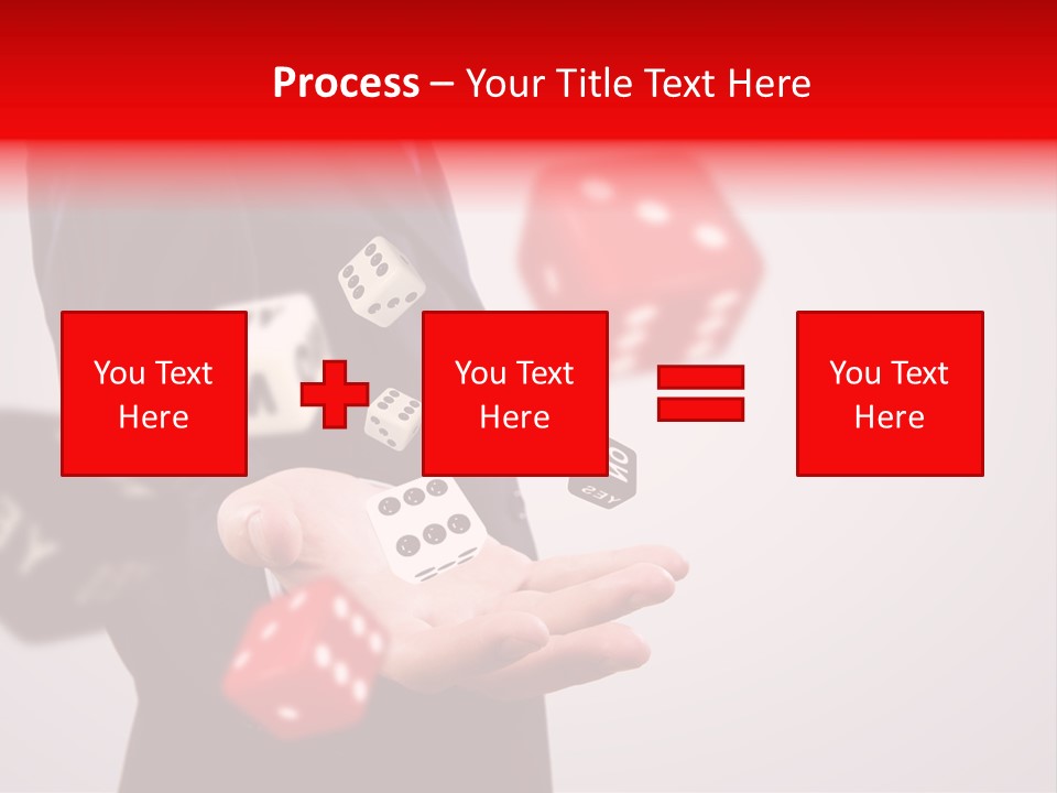 A Man In A Suit Is Holding A Dice PowerPoint Template