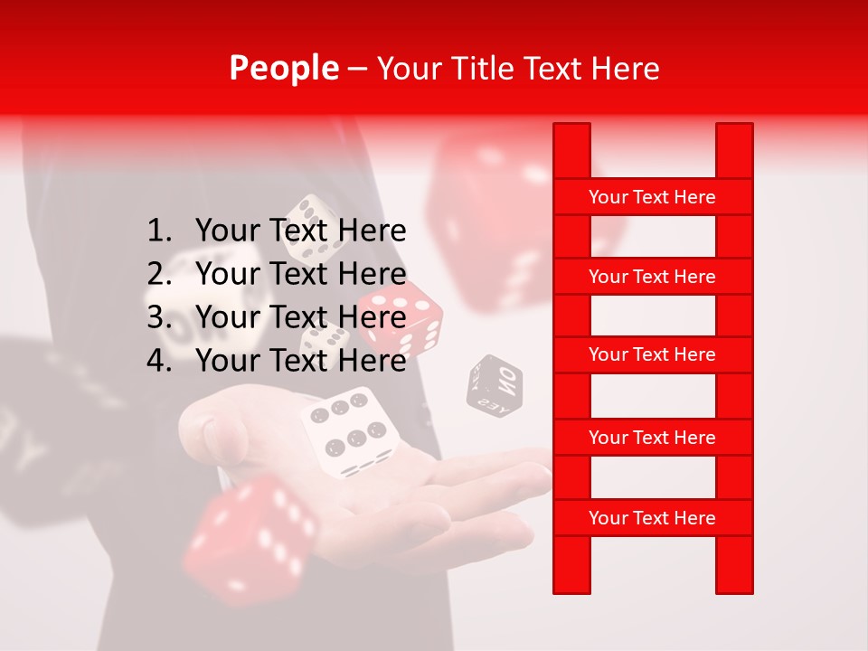 A Man In A Suit Is Holding A Dice PowerPoint Template