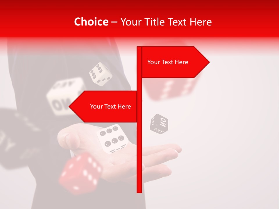 A Man In A Suit Is Holding A Dice PowerPoint Template