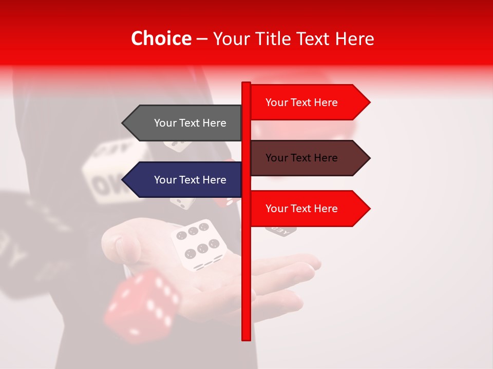 A Man In A Suit Is Holding A Dice PowerPoint Template