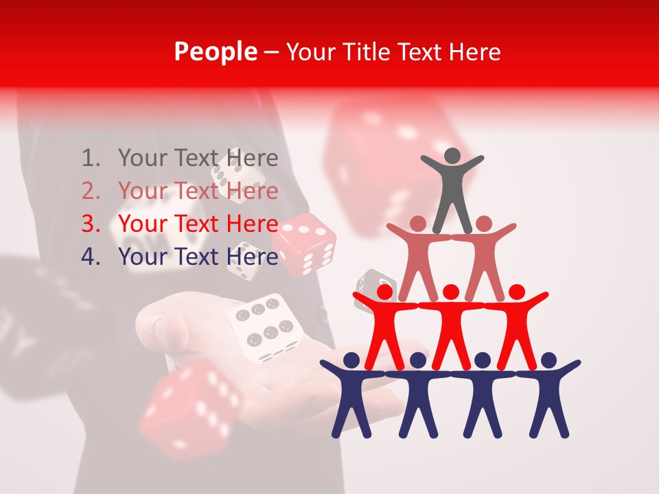 A Man In A Suit Is Holding A Dice PowerPoint Template