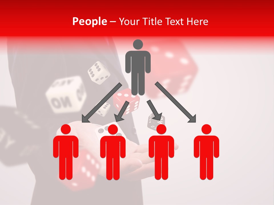 A Man In A Suit Is Holding A Dice PowerPoint Template