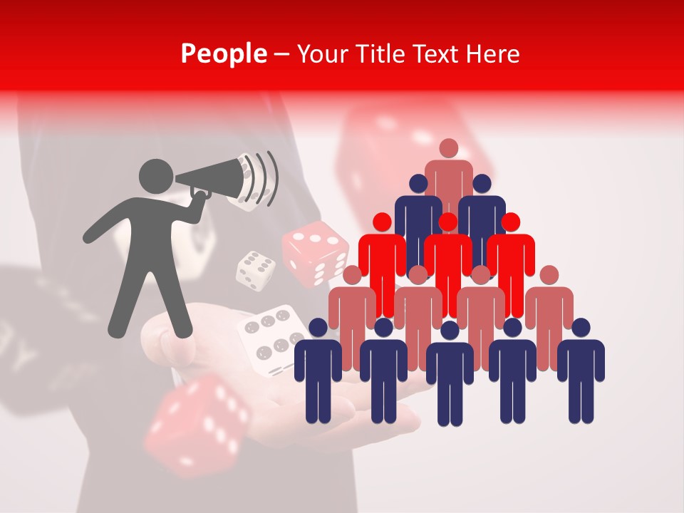 A Man In A Suit Is Holding A Dice PowerPoint Template