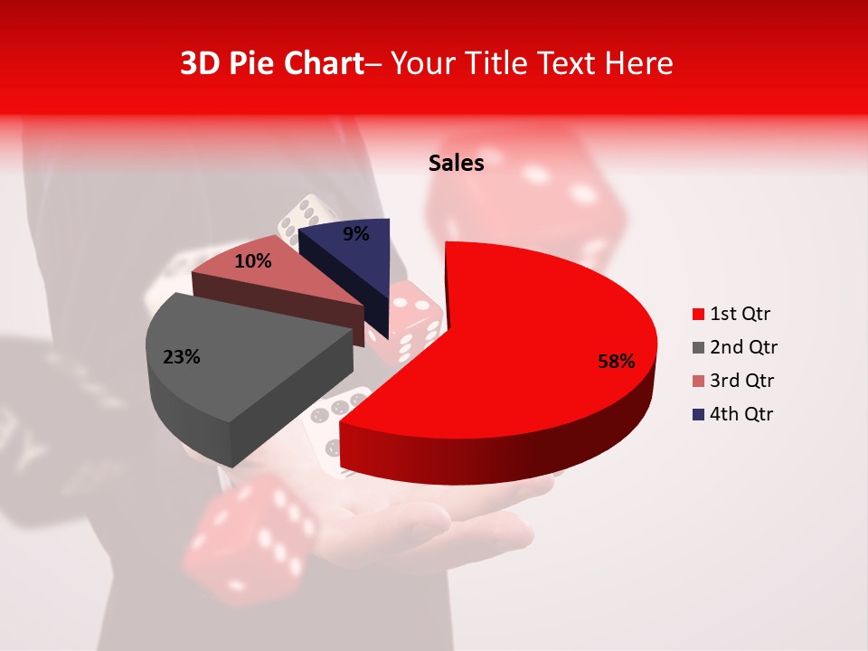 A Man In A Suit Is Holding A Dice PowerPoint Template
