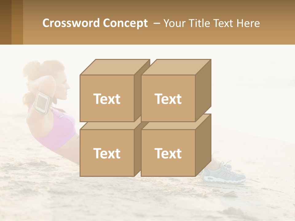 A Woman Is Doing A Plank On The Beach PowerPoint Template