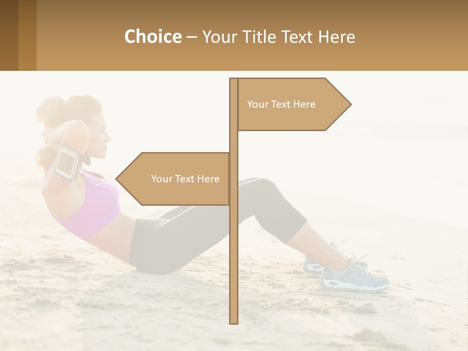 A Woman Is Doing A Plank On The Beach PowerPoint Template
