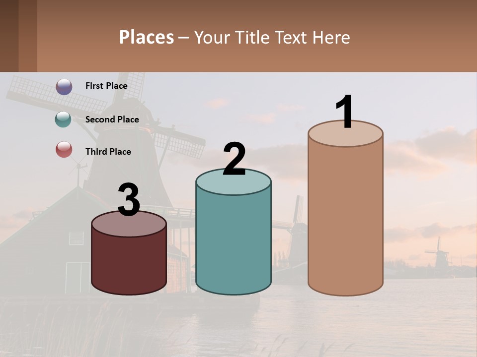 A Group Of Windmills Sitting Next To A Body Of Water PowerPoint Template