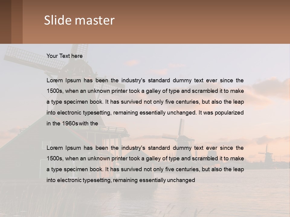 A Group Of Windmills Sitting Next To A Body Of Water PowerPoint Template