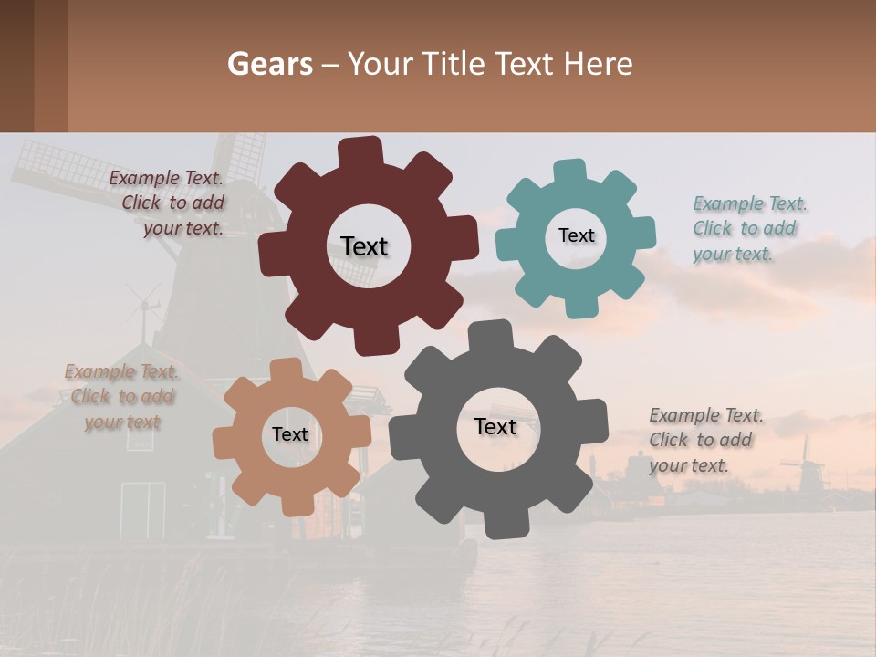 A Group Of Windmills Sitting Next To A Body Of Water PowerPoint Template