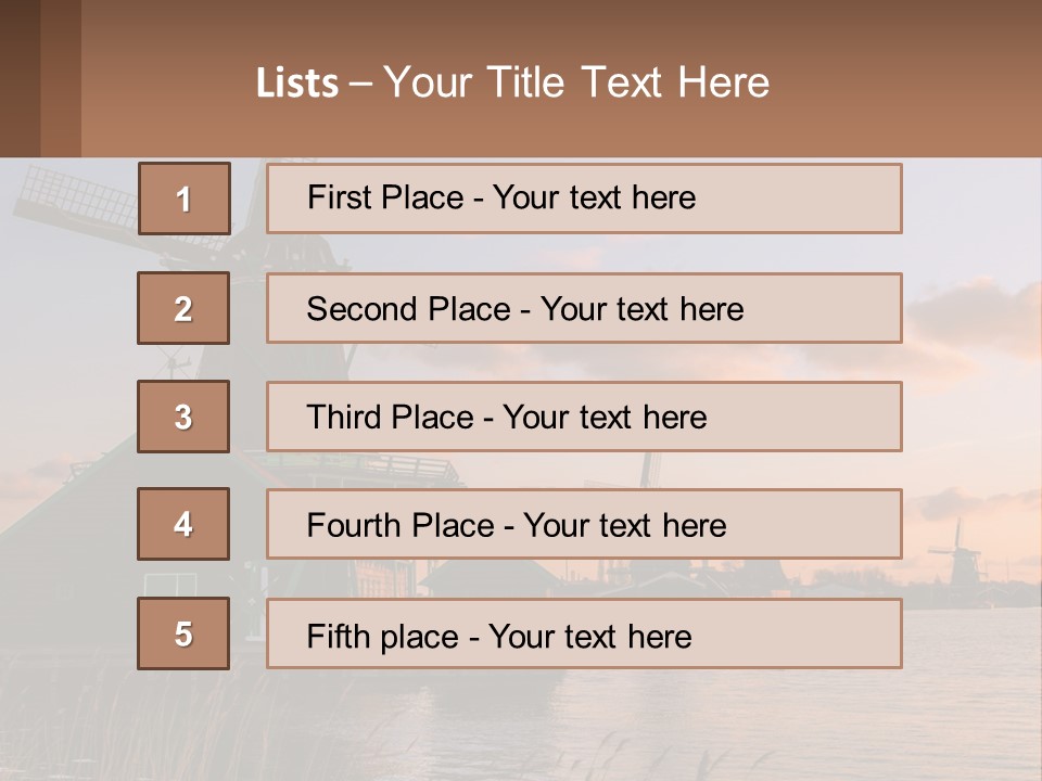 A Group Of Windmills Sitting Next To A Body Of Water PowerPoint Template