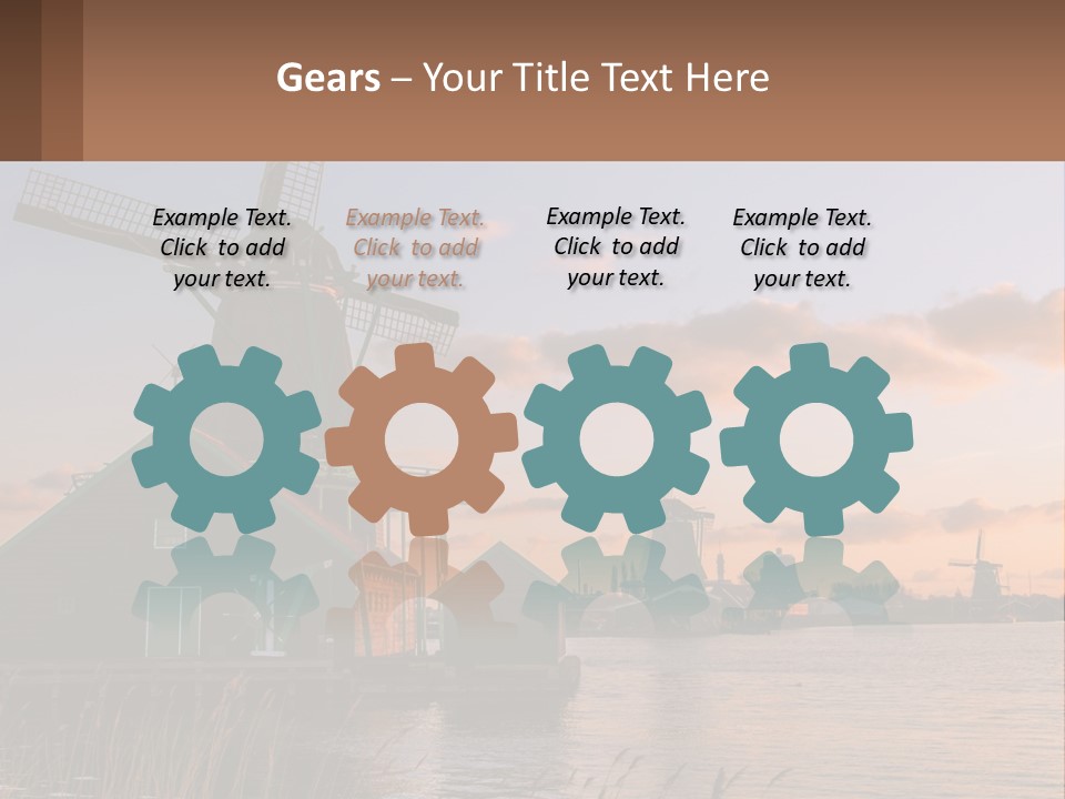 A Group Of Windmills Sitting Next To A Body Of Water PowerPoint Template