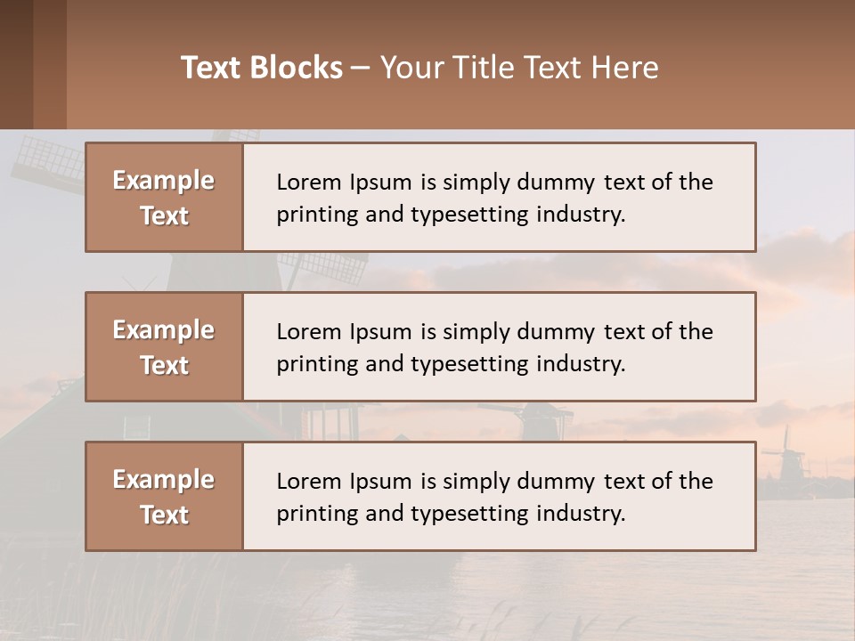 A Group Of Windmills Sitting Next To A Body Of Water PowerPoint Template