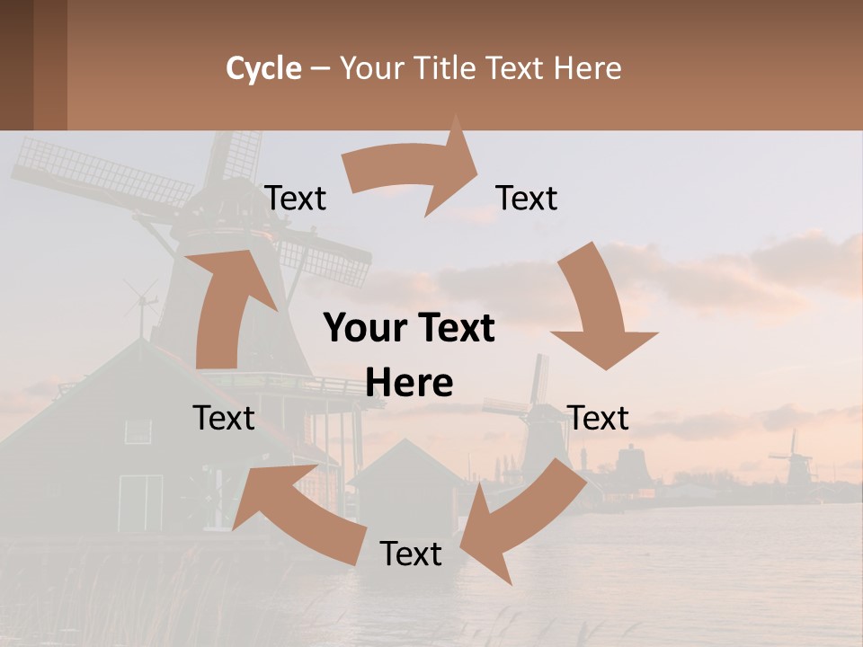 A Group Of Windmills Sitting Next To A Body Of Water PowerPoint Template