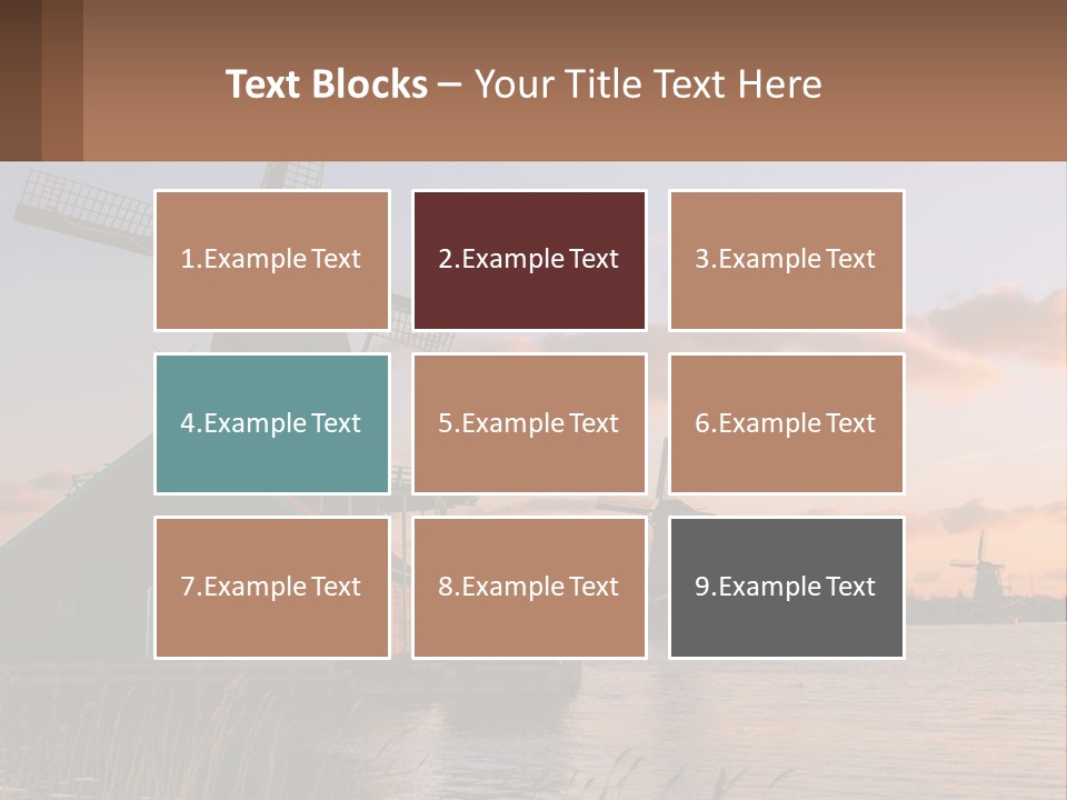 A Group Of Windmills Sitting Next To A Body Of Water PowerPoint Template