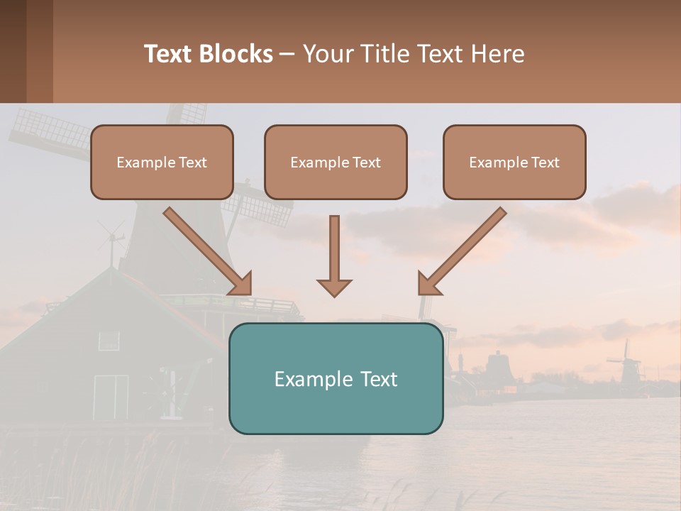 A Group Of Windmills Sitting Next To A Body Of Water PowerPoint Template