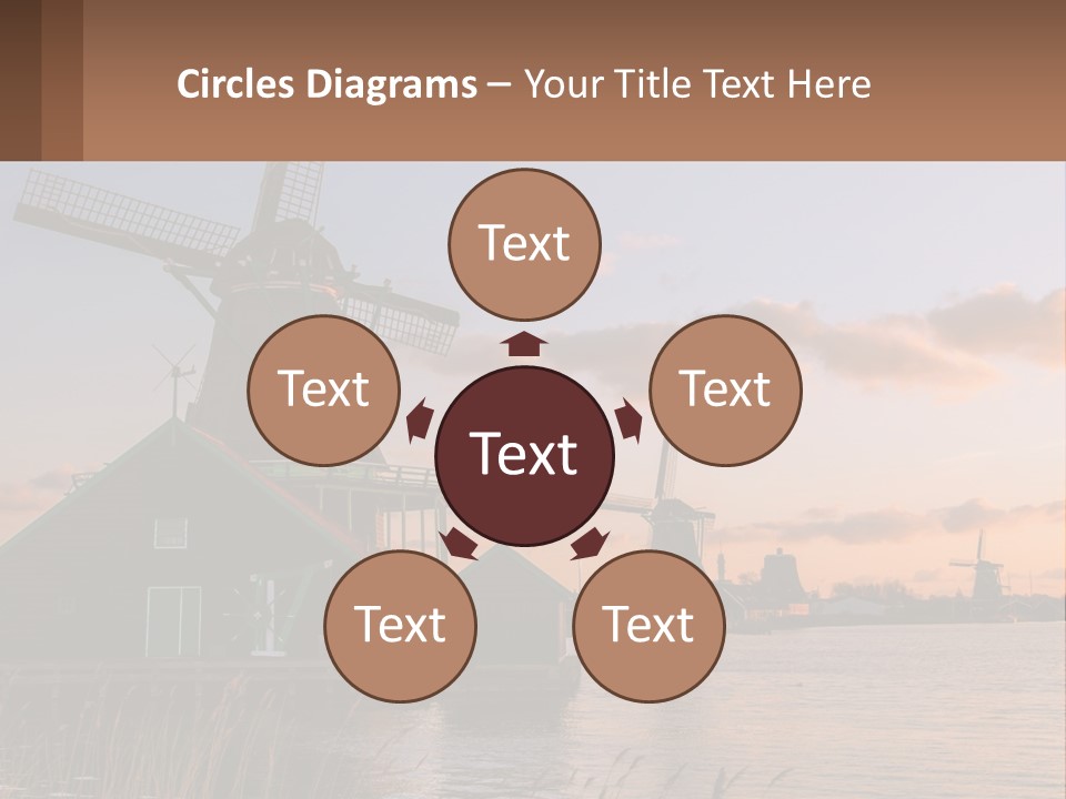 A Group Of Windmills Sitting Next To A Body Of Water PowerPoint Template